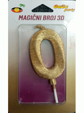 Svećica magični broj 3D 0 zlato