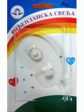Svećica bela sa šljokicama 9