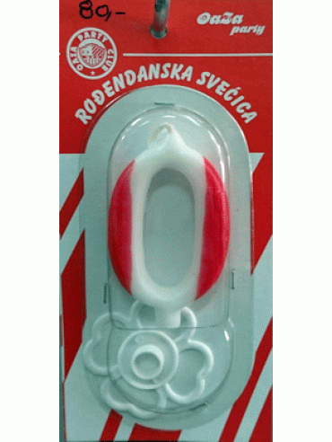 Svećica crveno beli broj 0
