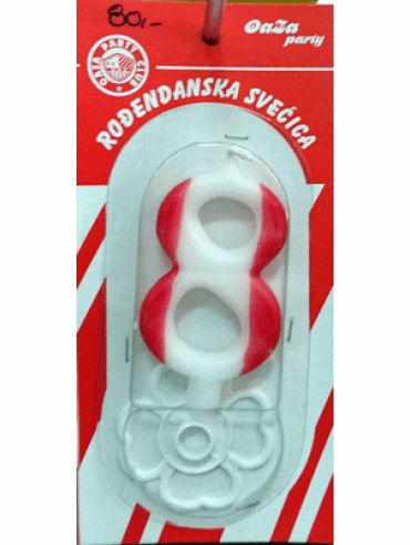 Svećica crveno beli broj 8