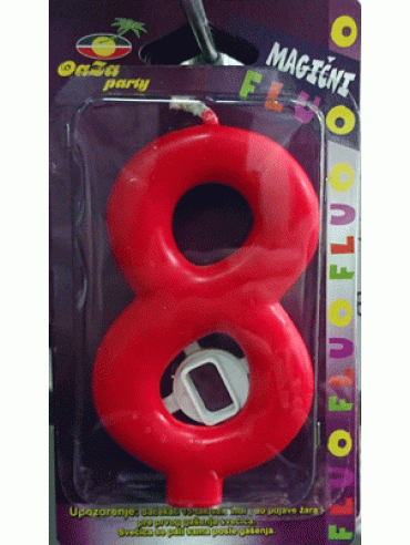 Svećica magična fluo crvena 8