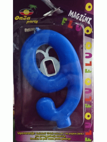 Svećica magična fluo plava 9