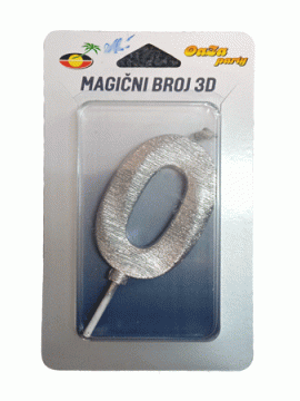 Svećica magični broj 3D 0 srebro
