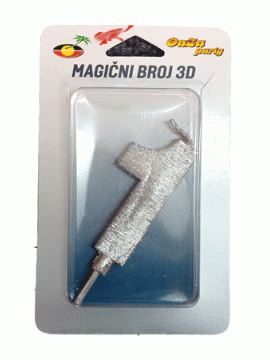 Svećica magični broj 3D 1 srebro