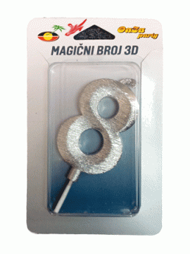 Svećica magični broj 3D 8 srebro